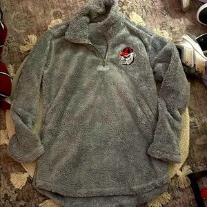 Georgia Bulldogs collegiate Sherpa side zip Gray Fleece Quarter-Zip Pullover